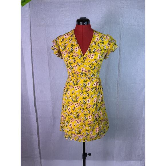 Harper Dresses & Skirts - Harper Heritage Dora Yellow Floral Wrap Dress Size XS Summer Party Cocktail C710